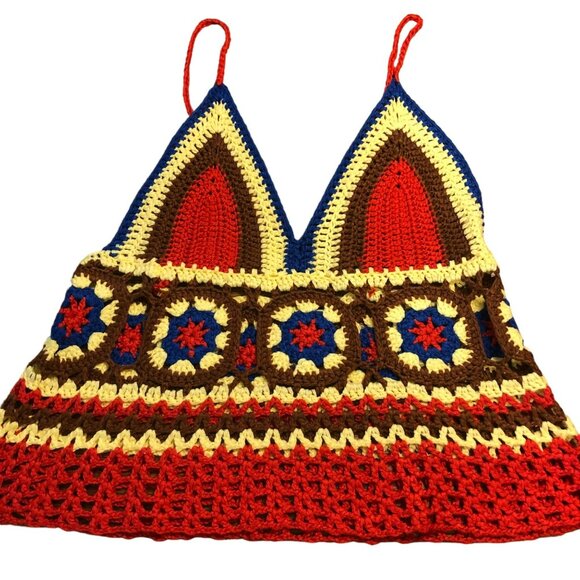 Crocheted Women's Tank Top OOAK Handmade Boho - Picture 1 of 5